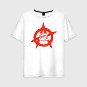Женская футболка хлопок Oversize с принтом Монгол Шуудан в Курске, 100% хлопок | свободный крой, круглый ворот, спущенный рукав, длина до линии бедер
 | монгол шуудан анархия анархо рок рок панк