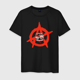 Мужская футболка хлопок с принтом Монгол Шуудан в Курске, 100% хлопок | прямой крой, круглый вырез горловины, длина до линии бедер, слегка спущенное плечо. | монгол шуудан анархия анархо рок рок панк
