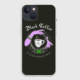 Чехол для iPhone 13 с принтом Black coffee в Курске,  |  | Тематика изображения на принте: black magic | coffee | food | love | magic | witchcraft | кофе | магия