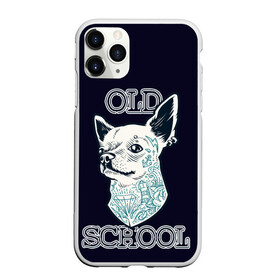 Чехол для iPhone 11 Pro матовый с принтом Old school Chihuahua в Курске, Силикон |  | chihuahua | dog | old school | tattoo | олдскул | собака | тату | чихуахуа