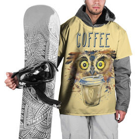 Накидка на куртку 3D с принтом Сова и кофе в Курске, 100% полиэстер |  | Тематика изображения на принте: coffee | food | love | owl | кофе | сова