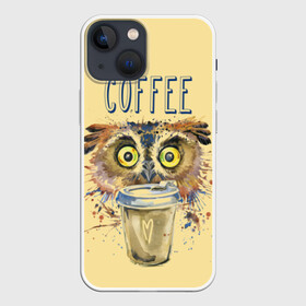 Чехол для iPhone 13 mini с принтом Сова и кофе в Курске,  |  | coffee | food | love | owl | кофе | сова
