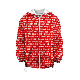 Детская куртка 3D с принтом СЕМПАЙ - SENPAI в Курске, 100% полиэстер | застежка — молния, подол и капюшон оформлены резинкой с фиксаторами, по бокам — два кармана без застежек, один потайной карман на груди, плотность верхнего слоя — 90 г/м2; плотность флисового подклада — 260 г/м2 | ahegao | anime | kawai | kowai | oppai | otaku | senpai | sugoi | waifu | weeaboo | yandere | аниме | ахегао | вайфу | виабу | каваи | ковай | культура | отаку | сенпай | сугои | тренд | яндере