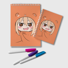 Блокнот с принтом Himouto! Umaru-chan в Курске, 100% бумага | 48 листов, плотность листов — 60 г/м2, плотность картонной обложки — 250 г/м2. Листы скреплены удобной пружинной спиралью. Цвет линий — светло-серый
 | himouto umaru chan | himouto umaruchan | komaru | my two faced little sister | tanukichi | u.m.r. | umaru doma | двуличная сестрёнка умару | умару дома