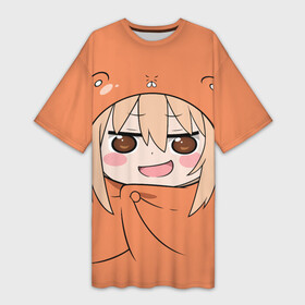 Платье-футболка 3D с принтом Умару Дома в Курске,  |  | himouto umaru chan | himouto umaruchan | komaru | my two faced little sister | tanukichi | u.m.r. | umaru doma | двуличная сестрёнка умару | умару дома