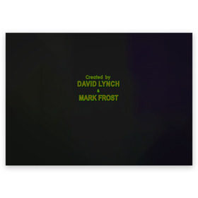 Поздравительная открытка с принтом Created by Lynch & Frost в Курске, 100% бумага | плотность бумаги 280 г/м2, матовая, на обратной стороне линовка и место для марки
 | david lynch | mark frost | twin peaks | твин пикс
