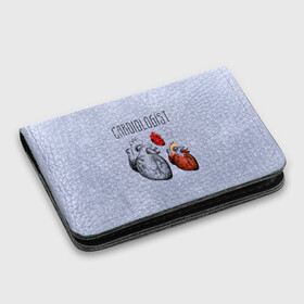 Картхолдер с принтом с принтом кардиолог в Курске, натуральная матовая кожа | размер 7,3 х 10 см; кардхолдер имеет 4 кармана для карт; | 