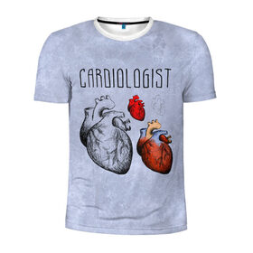 Мужская футболка 3D спортивная с принтом кардиолог в Курске, 100% полиэстер с улучшенными характеристиками | приталенный силуэт, круглая горловина, широкие плечи, сужается к линии бедра | 