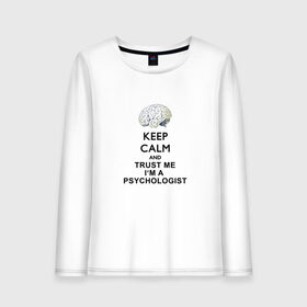 Женский лонгслив хлопок с принтом Keep calm в Курске, 100% хлопок |  | psychologist | психиатр | психиатрия | психолог | психотерапевт