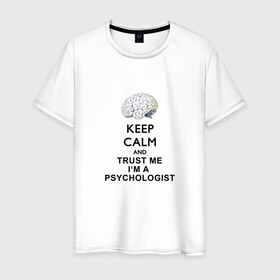Мужская футболка хлопок с принтом Keep calm в Курске, 100% хлопок | прямой крой, круглый вырез горловины, длина до линии бедер, слегка спущенное плечо. | psychologist | психиатр | психиатрия | психолог | психотерапевт