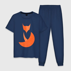 Мужская пижама хлопок с принтом FOX в Курске, 100% хлопок | брюки и футболка прямого кроя, без карманов, на брюках мягкая резинка на поясе и по низу штанин
 | fox | геометрия | животное | круги | лапы | лис | лиса | минимализм | хвост