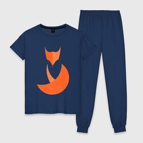 Женская пижама хлопок с принтом FOX в Курске, 100% хлопок | брюки и футболка прямого кроя, без карманов, на брюках мягкая резинка на поясе и по низу штанин | fox | геометрия | животное | круги | лапы | лис | лиса | минимализм | хвост