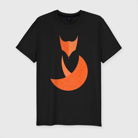 Мужская футболка премиум с принтом FOX в Курске, 92% хлопок, 8% лайкра | приталенный силуэт, круглый вырез ворота, длина до линии бедра, короткий рукав | fox | геометрия | животное | круги | лапы | лис | лиса | минимализм | хвост