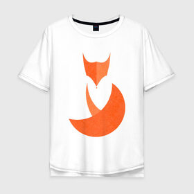 Мужская футболка хлопок Oversize с принтом FOX в Курске, 100% хлопок | свободный крой, круглый ворот, “спинка” длиннее передней части | fox | геометрия | животное | круги | лапы | лис | лиса | минимализм | хвост