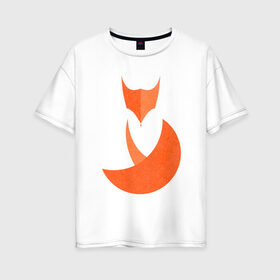 Женская футболка хлопок Oversize с принтом FOX в Курске, 100% хлопок | свободный крой, круглый ворот, спущенный рукав, длина до линии бедер
 | fox | геометрия | животное | круги | лапы | лис | лиса | минимализм | хвост