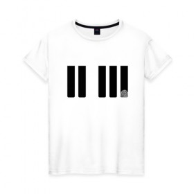 Женская футболка хлопок с принтом Отпечаток на клавише в Курске, 100% хлопок | прямой крой, круглый вырез горловины, длина до линии бедер, слегка спущенное плечо | геометрия | клавиша | минимализм | отпечаток | палец | пианино | синтезатор