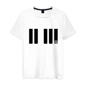 Мужская футболка хлопок с принтом Отпечаток на клавише в Курске, 100% хлопок | прямой крой, круглый вырез горловины, длина до линии бедер, слегка спущенное плечо. | геометрия | клавиша | минимализм | отпечаток | палец | пианино | синтезатор