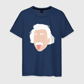 Мужская футболка хлопок с принтом Эйнштейн в Курске, 100% хлопок | прямой крой, круглый вырез горловины, длина до линии бедер, слегка спущенное плечо. | 
