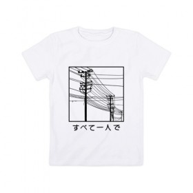 Детская футболка хлопок с принтом Электросети в Курске, 100% хлопок | круглый вырез горловины, полуприлегающий силуэт, длина до линии бедер | city | japan | streetart | tmblr | tumbler | провода | электричество