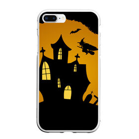 Чехол для iPhone 7Plus/8 Plus матовый с принтом Страшный домик в Курске, Силикон | Область печати: задняя сторона чехла, без боковых панелей | halloween | ведьма | замок | кладбище | кресты | луна | могилы | мышь | надгробья | ночь | призрак | страшно | хэллоуин