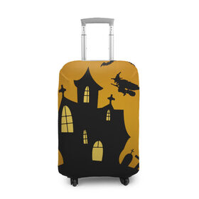 Чехол для чемодана 3D с принтом Страшный домик в Курске, 86% полиэфир, 14% спандекс | двустороннее нанесение принта, прорези для ручек и колес | halloween | ведьма | замок | кладбище | кресты | луна | могилы | мышь | надгробья | ночь | призрак | страшно | хэллоуин