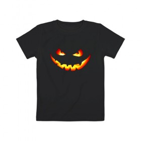 Детская футболка хлопок с принтом Улыбка тыквы в Курске, 100% хлопок | круглый вырез горловины, полуприлегающий силуэт, длина до линии бедер | halloween | глаза | глазки | зубы | лицо | ночь | призрак | рот | страшно | тыква | улыбка | хэллоуин