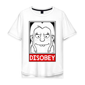 Мужская футболка хлопок Oversize с принтом Disobey в Курске, 100% хлопок | свободный крой, круглый ворот, “спинка” длиннее передней части | disenchantment | elfo | мэтт гроунинг | разочарование | тролль | элфо | эльф
