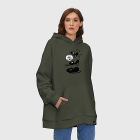 Худи SuperOversize хлопок с принтом Not a CAT! в Курске, 70% хлопок, 30% полиэстер, мягкий начес внутри | карман-кенгуру, эластичная резинка на манжетах и по нижней кромке, двухслойный капюшон
 | disenchantment | luci | кот | люси | мэтт гроунинг | разочарование | тролль | эльф