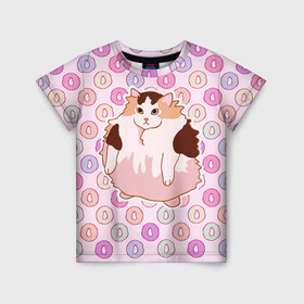 Детская футболка 3D с принтом Loops в Курске, 100% гипоаллергенный полиэфир | прямой крой, круглый вырез горловины, длина до линии бедер, чуть спущенное плечо, ткань немного тянется | Тематика изображения на принте: cat | fat | internet | loops | meme | интернет | кот | лупс | мем