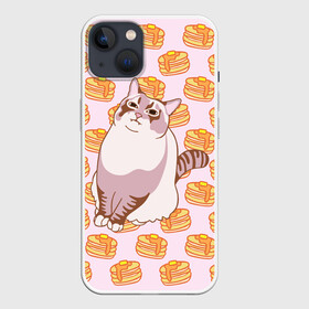 Чехол для iPhone 13 с принтом Блины в Курске,  |  | cat | fat | internet | meme | pancakes | блины | интернет | кот | лупс | мем