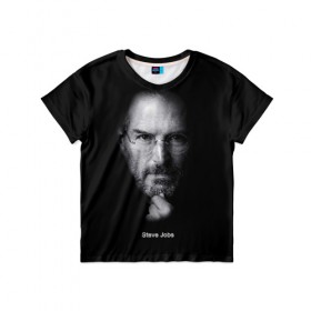 Детская футболка 3D с принтом Steve Jobs в Курске, 100% гипоаллергенный полиэфир | прямой крой, круглый вырез горловины, длина до линии бедер, чуть спущенное плечо, ткань немного тянется | iphone | steve jobs | стив джобс | эппл