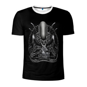 Мужская футболка 3D спортивная с принтом Чужой и Его Прелесть в Курске, 100% полиэстер с улучшенными характеристиками | приталенный силуэт, круглая горловина, широкие плечи, сужается к линии бедра | alien | aliens | horror | predator | ufo | инопланетяне | инопланетянин | нло | пришелец | пришельцы | ужасы | фантастика | хищник | чужой