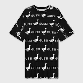 Платье-футболка 3D с принтом GUSSI в Курске,  |  | anti brend | gussi | trend | антибренд | гуси | мода | надписи | тренд