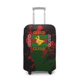 Чехол для чемодана 3D с принтом GUSSI в Курске, 86% полиэфир, 14% спандекс | двустороннее нанесение принта, прорези для ручек и колес | anti brend | gussi | trend | антибренд | гуси | мода | надписи | тренд