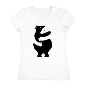 Женская футболка хлопок с принтом Мишки-Обнимашки в Курске, 100% хлопок | прямой крой, круглый вырез горловины, длина до линии бедер, слегка спущенное плечо | bear | лапочка | медведи | милота | мимими | мишка