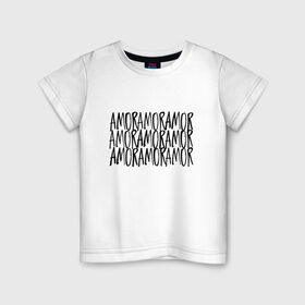 Детская футболка хлопок с принтом Amor Amor Amor в Курске, 100% хлопок | круглый вырез горловины, полуприлегающий силуэт, длина до линии бедер | егор крид | любовь | надпись | тату | холостяк