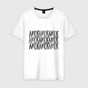 Мужская футболка хлопок с принтом Amor Amor Amor в Курске, 100% хлопок | прямой крой, круглый вырез горловины, длина до линии бедер, слегка спущенное плечо. | егор крид | любовь | надпись | тату | холостяк