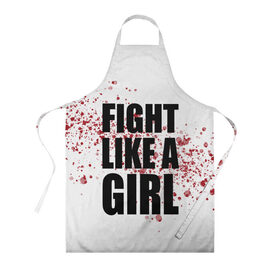 Фартук 3D с принтом Fight like a girl в Курске, 100% полиэстер | общий размер — 65 х 85 см, ширина нагрудника — 26 см, горловина — 53 см, длина завязок — 54 см, общий обхват в поясе — 173 см. Принт на завязках и на горловине наносится с двух сторон, на основной части фартука — только с внешней стороны | Тематика изображения на принте: 