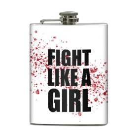 Фляга с принтом Fight like a girl в Курске, металлический корпус | емкость 0,22 л, размер 125 х 94 мм. Виниловая наклейка запечатывается полностью | Тематика изображения на принте: 