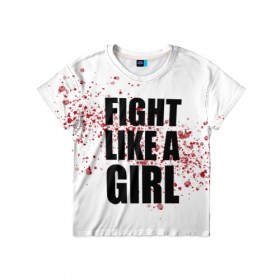 Детская футболка 3D с принтом Fight like a girl в Курске, 100% гипоаллергенный полиэфир | прямой крой, круглый вырез горловины, длина до линии бедер, чуть спущенное плечо, ткань немного тянется | 