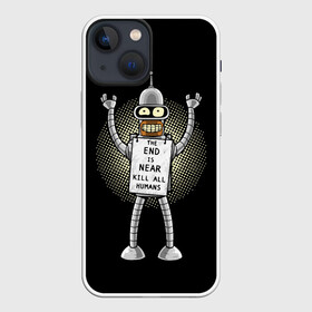 Чехол для iPhone 13 mini с принтом Kill All Humans в Курске,  |  | Тематика изображения на принте: all | bender | futurama | humans | kill | бендер | близок | всех | конец | людей | футурама