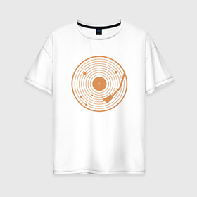 Женская футболка хлопок Oversize с принтом Солнечная пластинка в Курске, 100% хлопок | свободный крой, круглый ворот, спущенный рукав, длина до линии бедер
 | венера | геометрия | звук | земля | игла | кольца | круги | марс | меркурий | минимализм | планеты | пластинка | сатурн | солнечная пластинка | солнечная система | солнце | уран | юпитер