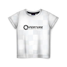 Детская футболка 3D с принтом Aperture Labs в Курске, 100% гипоаллергенный полиэфир | прямой крой, круглый вырез горловины, длина до линии бедер, чуть спущенное плечо, ткань немного тянется | лаборатория | портал