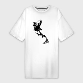 Платье-футболка хлопок с принтом Чернильный дельфин в Курске,  |  | Тематика изображения на принте: блики | брызги | дельфин. животное. клякса | касатка | минимализм | пятно | чернила