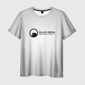 Мужская футболка 3D с принтом Black Mesa в Курске, 100% полиэфир | прямой крой, круглый вырез горловины, длина до линии бедер | Тематика изображения на принте: black mesa | half life | халф лайф | черная меса