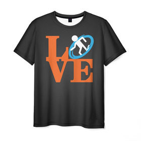 Мужская футболка 3D с принтом Love Portal в Курске, 100% полиэфир | прямой крой, круглый вырез горловины, длина до линии бедер | aperture labs | люблю | портал