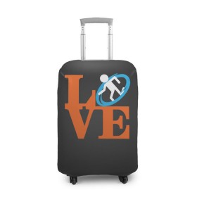 Чехол для чемодана 3D с принтом Love Portal в Курске, 86% полиэфир, 14% спандекс | двустороннее нанесение принта, прорези для ручек и колес | aperture labs | люблю | портал