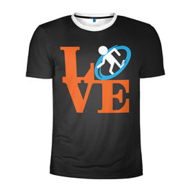 Мужская футболка 3D спортивная с принтом Love Portal в Курске, 100% полиэстер с улучшенными характеристиками | приталенный силуэт, круглая горловина, широкие плечи, сужается к линии бедра | aperture labs | люблю | портал