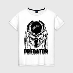 Женская футболка хлопок с принтом PREDATOR в Курске, 100% хлопок | прямой крой, круглый вырез горловины, длина до линии бедер, слегка спущенное плечо | prediator | инопланетяне | опасность | пришельцы | фильм | хищник