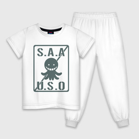 Детская пижама хлопок с принтом Ansatsu Kyoushitsu S.A.A.U.S.O в Курске, 100% хлопок |  брюки и футболка прямого кроя, без карманов, на брюках мягкая резинка на поясе и по низу штанин
 | koro sensei | коро сэнсэй